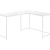 White Metal L-Shaped Corner Desk