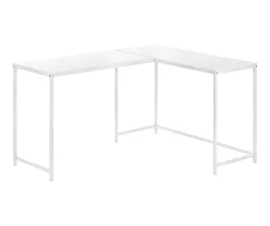 White Metal L-Shaped Corner Desk
