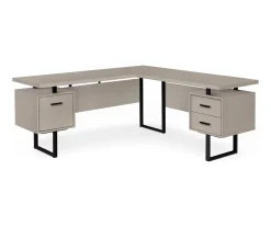 Taupe & Black 3-Drawer L-Shaped Corner Desk