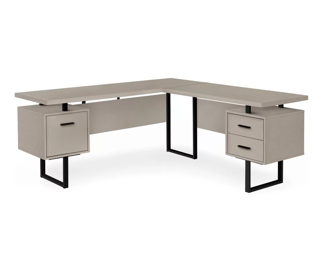 Taupe & Black 3-Drawer L-Shaped Corner Desk 1 Taupe & Black 3-Drawer L-Shaped Corner Desk