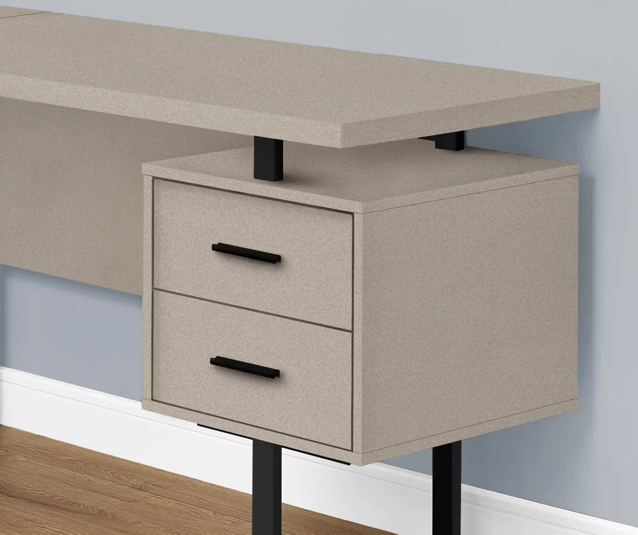 Taupe & Black 3-Drawer L-Shaped Corner Desk 3 Taupe & Black 3-Drawer L-Shaped Corner Desk - Image 3