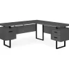 Black & Gray 3-Drawer L-Shaped Corner Desk