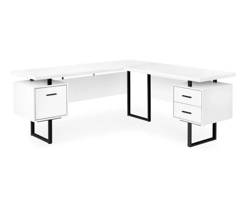 White & Black 3-Drawer L-Shaped Corner Desk -Biglots Sales 810527374 2