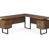 Walnut Wood Look 3-Drawer L-Shaped Corner Computer Desk