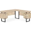 Natural Wood Look 3-Drawer L-Shaped Corner Comptuer Desk