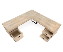 Natural Wood Look 3-Drawer L-Shaped Corner Comptuer Desk -Biglots Sales 810535780 7