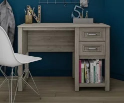 Sierra Ridge Levi Light Walnut Pedestal Desk -Biglots Sales 810538117 2