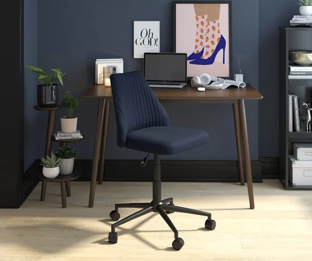 Brittany Blue Linen Office Chair 3 Brittany Blue Linen Office Chair - Image 3