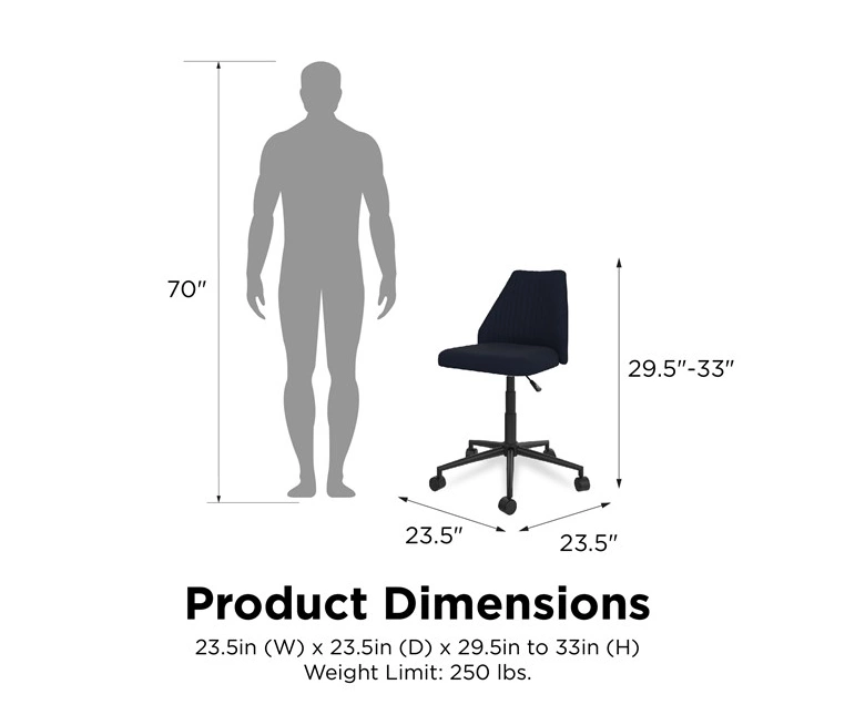 Brittany Blue Linen Office Chair 6 Brittany Blue Linen Office Chair - Image 6