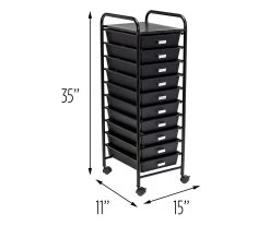 Black Metal 10-Drawer Rolling Storage Cart -Biglots Sales 810539916 5