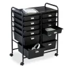 Black Metal 12-Drawer Rolling Storage Cart