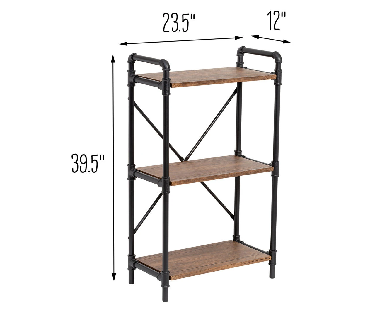 Black Industrial 3-Tier Bookshelf 5 Black Industrial 3-Tier Bookshelf - Image 5