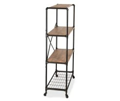 Rustic Black 4-Tier Industrial Rolling Bookshelf -Biglots Sales 810539937 5