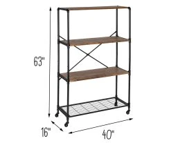 Rustic Black 4-Tier Industrial Rolling Bookshelf -Biglots Sales 810539937 6