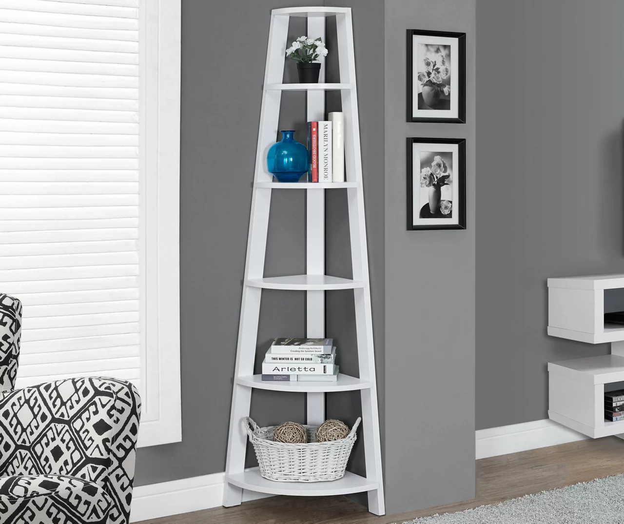 Monarch 5-Shelf Etagere Corner Bookcase 9 Monarch 5-Shelf Etagere Corner Bookcase - Image 9