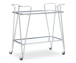 Hampton Silver 2-Shelf Rolling Steel Bar Cart