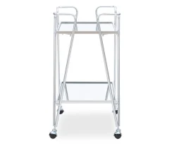 Hampton Silver 2-Shelf Rolling Steel Bar Cart -Biglots Sales 810543098 4