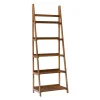 Presley Walnut 5-Shelf Ladder Bookcase