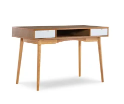 Nate Ash & White 2-Drawer Writing Desk