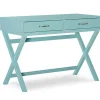 Kari Turquoise 2-Drawer Wooden X-Frame Desk