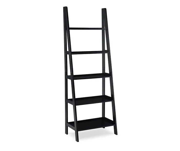 Boston Black Wood 5-Shelf Ladder Bookcase 2 Boston Black Wood 5-Shelf Ladder Bookcase - Image 2