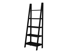Boston Black Wood 5-Shelf Ladder Bookcase 11 Boston Black Wood 5-Shelf Ladder Bookcase -Biglots Sales 810543214 A0 1