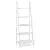 Boston White Wood 5-Shelf Ladder Bookcase