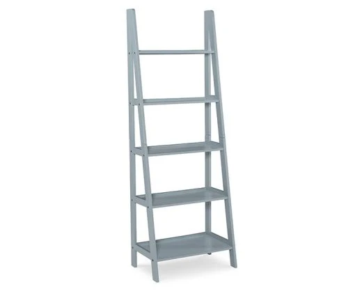 Boston Gray 5-Shelf Wooden Ladder Bookcase -Biglots Sales 810543216 1