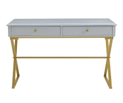 Glam Gray & Gold 2-Drawer Campaign Desk -Biglots Sales 810543219 A0 2