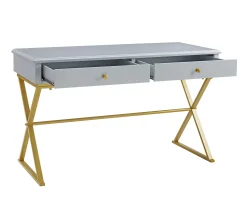 Glam Gray & Gold 2-Drawer Campaign Desk -Biglots Sales 810543219 A0 5