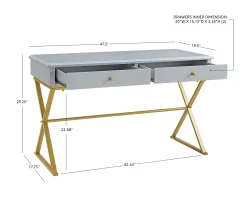 Glam Gray & Gold 2-Drawer Campaign Desk -Biglots Sales 810543219 D8 11