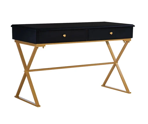 Glam Black & Gold 2-Drawer Campaign Desk -Biglots Sales 810543220 1