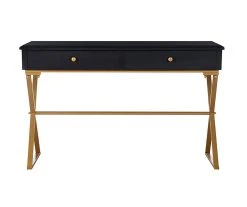 Glam Black & Gold 2-Drawer Campaign Desk -Biglots Sales 810543220 3
