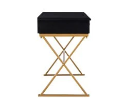Glam Black & Gold 2-Drawer Campaign Desk -Biglots Sales 810543220 5
