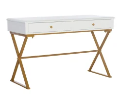 Glam White & Gold 2-Drawer Campaign Desk -Biglots Sales 810543228 A0 1