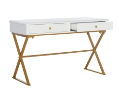 Glam White & Gold 2-Drawer Campaign Desk -Biglots Sales 810543228 A0 6