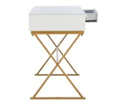 Glam White & Gold 2-Drawer Campaign Desk -Biglots Sales 810543228 A0 7