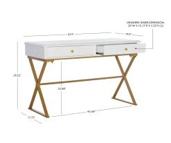Glam White & Gold 2-Drawer Campaign Desk -Biglots Sales 810543228 D8 12