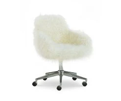 Coralie Faux Fur Cushioned Swivel Office Chair