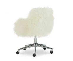 Coralie Faux Fur Cushioned Swivel Office Chair -Biglots Sales 810543229 4