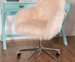 Coralie Faux Fur Cushioned Swivel Office Chair -Biglots Sales 810543230 2