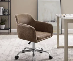 Kodi Brown Faux Leather Swivel Office Chair -Biglots Sales 810543243 2