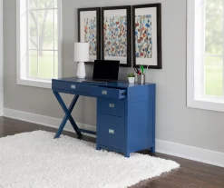 Kari Royal Blue 4-Drawer Office Desk -Biglots Sales 810543245 A0 7