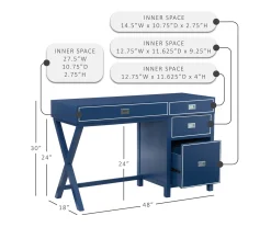 Kari Royal Blue 4-Drawer Office Desk -Biglots Sales 810543245 D8 12