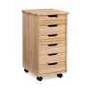Craft Mate Natural Wood 6-Drawer Rolling Storage Cart