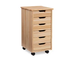Craft Mate Natural Wood 6-Drawer Rolling Storage Cart