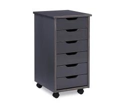 Craft Mate Gray Wood 6-Drawer Rolling Storage Cart