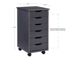 Craft Mate Gray Wood 6-Drawer Rolling Storage Cart -Biglots Sales 810543291 A8 2