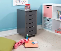 Craft Mate Gray Wood 6-Drawer Rolling Storage Cart -Biglots Sales 810543291 B0 2