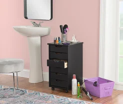 Craft Mate Black Wood 6-Drawer Rolling Storage Cart -Biglots Sales 810543292 2